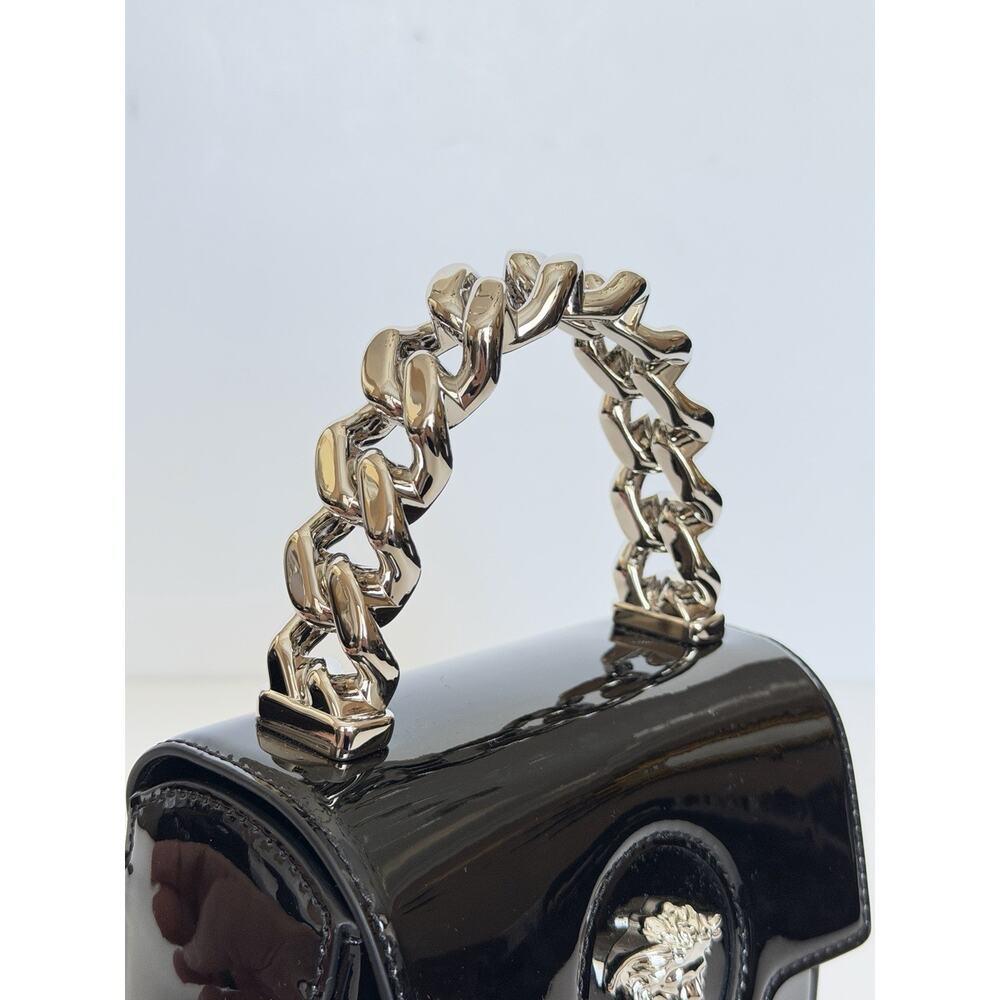 Versace Silver Medusa Black Leather Mini Top Handle Bag 1023434 IT NWT $1700 - Picture 9 of 16